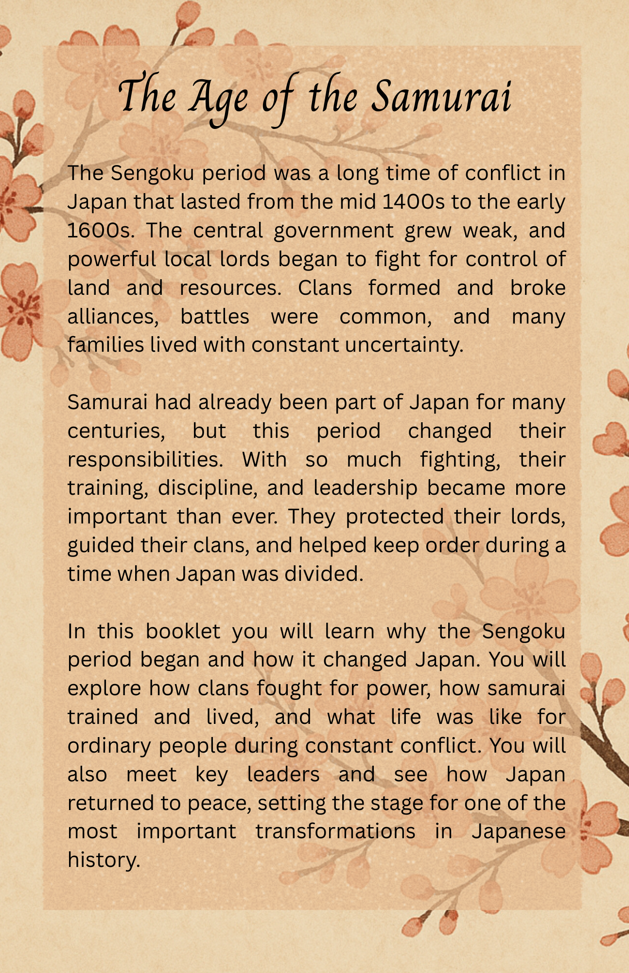 Japan's Sengoku Period and the Samurai with novel